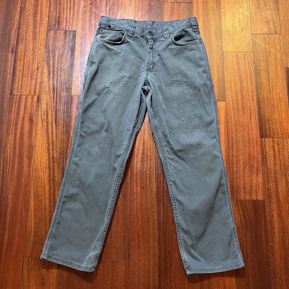 Carhartt FR Jeans Mens 34x30 (34x28) Olive Green DISTRESSED Mechanic Cat 2 2112